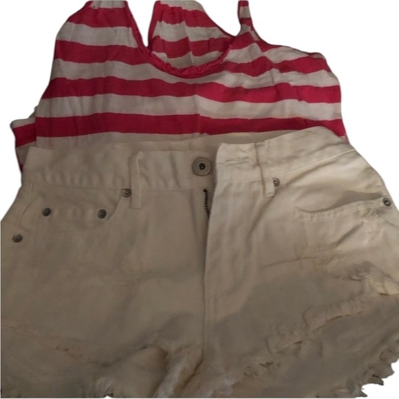 American Eagle Outfitters size XS pink & white striped racerback tank - Picture 2 of 4